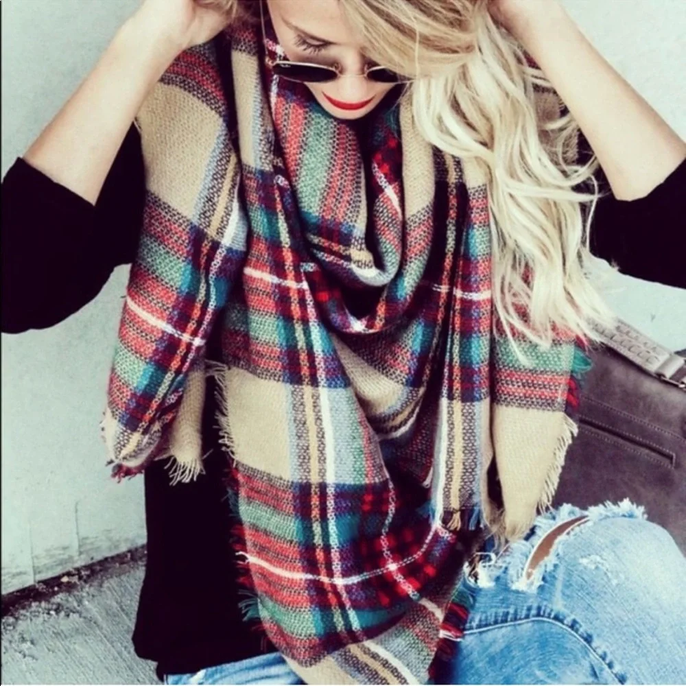 Vici Ava Plaid Blanket Wrap Shawl Scarf